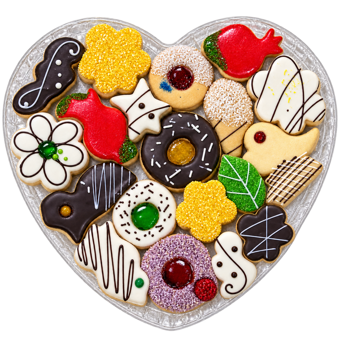 Heart tray of decorated cookies